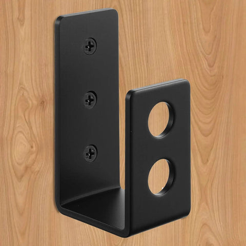 Beefed Up 8 Pack Door Barricade Brackets Rock Solid U Bracket Security Stopper with Screw Anchors and Mounting Hardware close-up view.