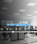 Office with 4 Pack 2x2 LED Flat Panel Light With 5500 Lumens 0 to 10V Dimmable And 30W 35W 40W 45W 50W Selectable Watts