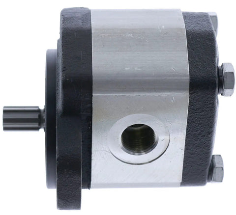 Heavy Duty Hydraulic Lift Function Gear Pump Replace Part 96193GT 4CC CCW Rotation 20Mm Input Shaft For Genie Gr Gs Tmz Tz Lifts side view with metallic finish and mounting bolts.
