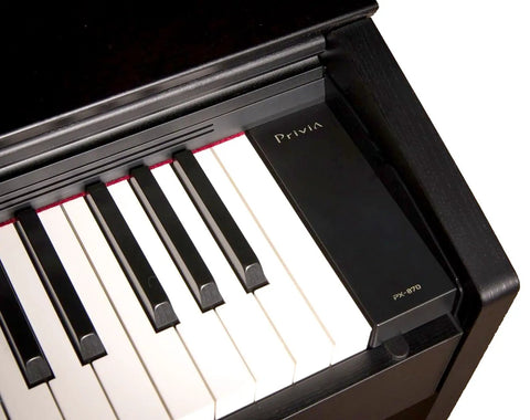 Close-up of keys on Privia PX 870 88 Key Weighted Console Digital Piano With Tri Sensor II Scaled Hammer Action For Real Feel