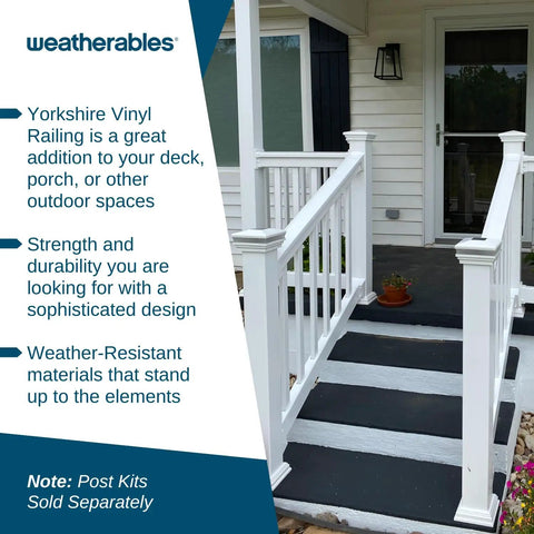 Vinyl Deck And Porch Railing Kit No Fuss Setup White Rail System For Decks Porches Balconies And Outdoor Spaces Durable Weather Resistant Vinyl Low Maintenance 36 Inch By 6 Foot