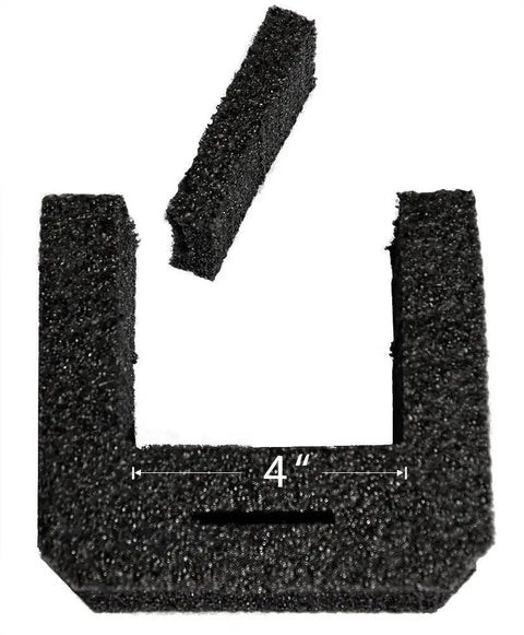 Heavy Duty Television Edge Protectors With Corrugated Slots Pack Of Forty Eight Eight By Seven Inch Tough As Nails Polyethylene Foam Padding Gear For Road Trip Shipping, black foam corner with a 4-inch cut strip.