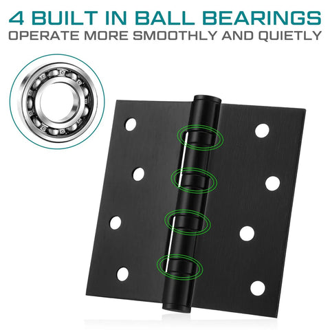 Close-up of 4 X 4 inch ball bearing leaves from 18 Pack Built Tough Exterior Door Hinges for smooth operation.