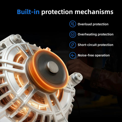 Close-up of Drop In 12V 150A Beefed Up Alternator Replacement with built-in protection mechanisms for Nissan Murano Pathfinder Infiniti JX35 QX60