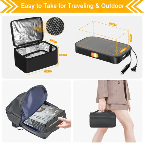 Portable 100W Electric Lunch Box Oven With Fast Heating 3 In 1 Design Car 12V 24V 110V Power Supply packed and held