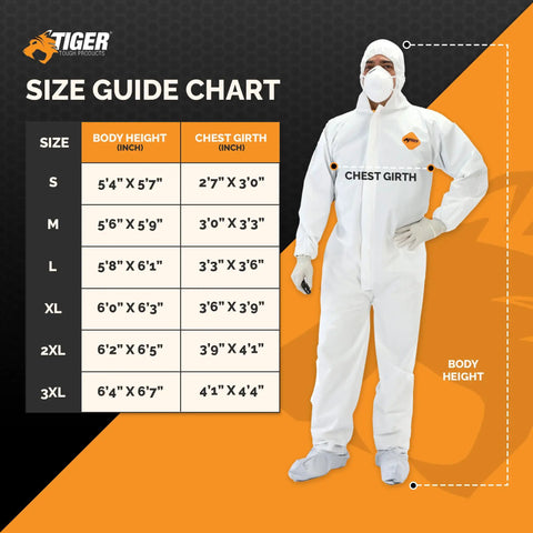 Heavy Duty White Disposable Coveralls Worksite Ready Antistatic Protective Suit With Tear And Puncture Resistance XL single use size guide