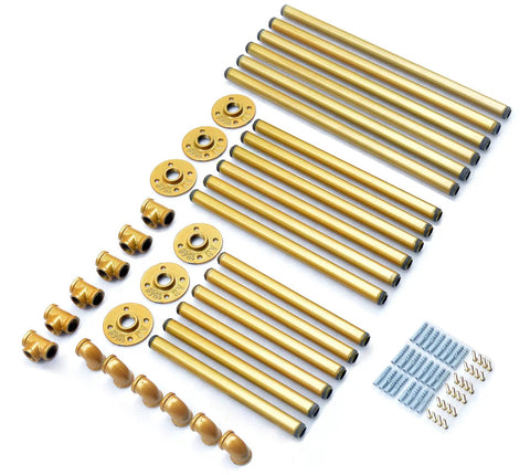 Ceiling Mount Gold Shelf Bracket Set For Kitchen Three Pairs U Shape Pipe Brackets In Gold Finish Built For DIYers hardware display