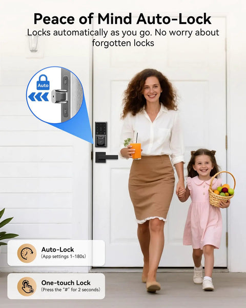Keyless Entry Door Lock With Handle Set And Fingerprint Smart Deadbolt Featuring Touchscreen Keypad Apps And Fob Cards For Smooth Home Access And No Stress Crib Security Game Changer Fo Sho Installations with a mother and daughter.