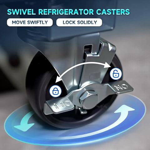 Swivel refrigerator casters of Heavy Duty Commercial Upright Freezer With 23 Cubic Feet Storage Auto Defrost.