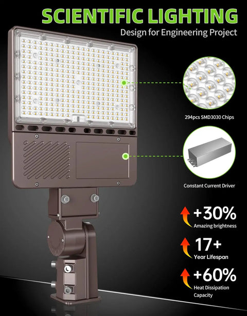 UL Listed LED Parking Lot Light 150W With Photocell And 22500 Lumens showcasing scientific lighting design features