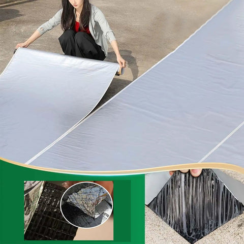 No Sweat Heavy Duty Self Adhesive Roofing Felt Weatherproof Sealing Membrane Aluminum Foil Tape Underlayment Roll being laid out.