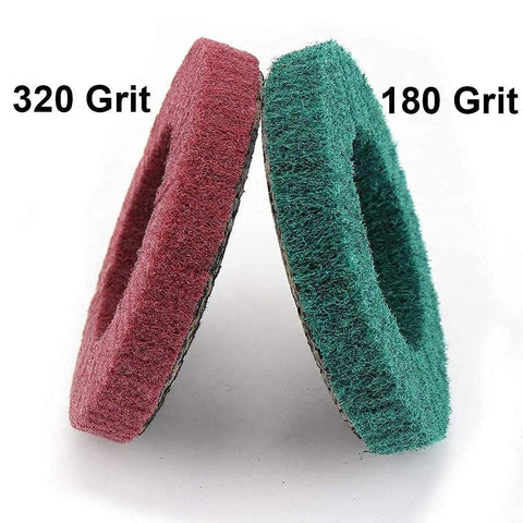 Side view of 10 Piece Nylon Fiber Flap Disc Set 180/320 Grit For 4 Inch Angle Grinder Metal Polishing Buffing Grinding Deburring