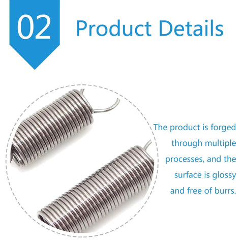Close-up of Heavy Duty Stainless Steel Dual Hook Tension Spring 12mm OD Extension Spring showcasing glossy finish and dual hooks.