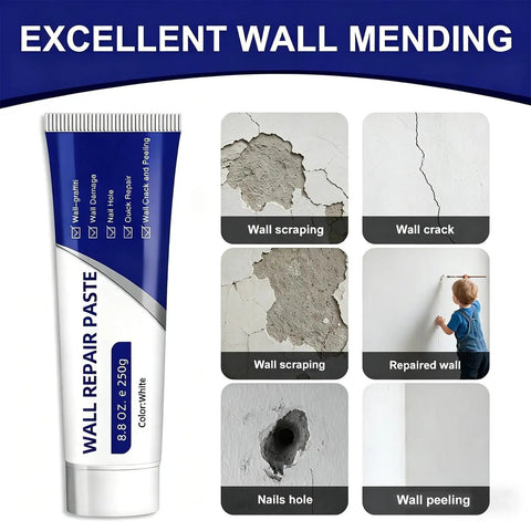 Drywall Repair Kit For Diyers With Patch Paste, Scraper, Sandpaper, And Patches To Fix Nail Holes, Cracks, Dents, And Surface Imperfections