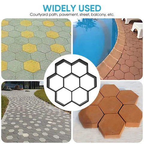 Hexagon Concrete Mold For DIY Pathway And Garden Walkway, 7.2 By 6.7 By 1.3 Inches, Reusable Stone Pavement Mold For Patio Yard And Lawn