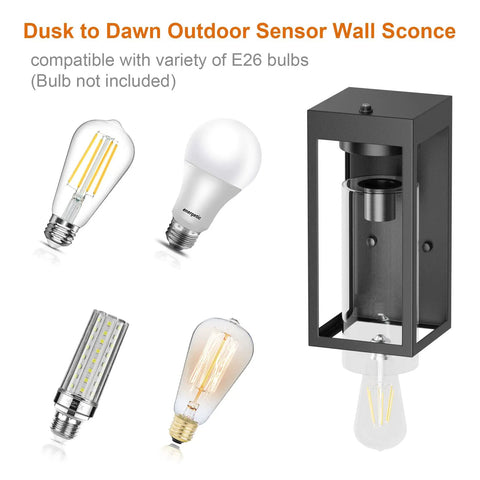 Dusk To Dawn Outdoor Wall Lanterns For Exterior Black Sensor Porch Lights With Clear Glass 2 Pack Outdoor Sconces Auto On Off