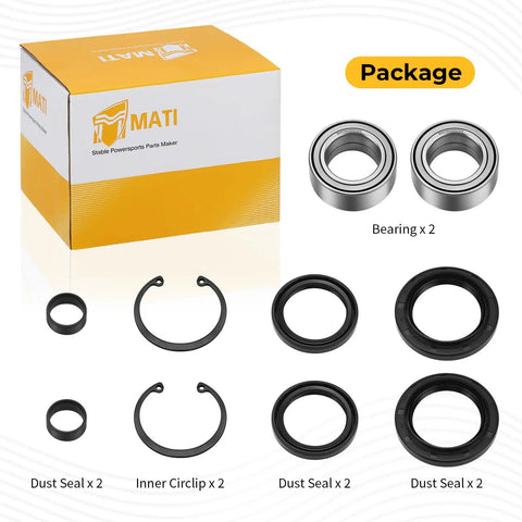 Front Wheel Bearings And Seals Kit For Honda Fourtrax Rancher 350 400 420 4x4 Edition includes bearings, dust seals, and inner circlips.