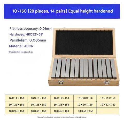 Dead On Accuracy Hella Tough Professional Alloy Steel Parallel Block Set For Cnc Milling Router And Table Saw Setup in wooden box.