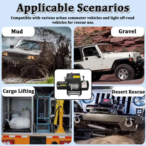 Heavy Duty 12V Or 24V Dc Steel Wire Electric Winch For Atv Utv Suv And Jeep Off Road Vehicle Recovery in various rescue scenarios.