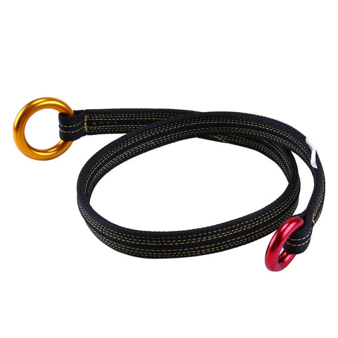 Pro Grade Arborist Friction Saver Tree Climbing Sling With Bomber Polyester Webbing And Lightweight Aluminum Carabiner, 110 cm, heavy duty with alloy rings.