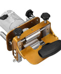 Rock Solid Stainless Steel Router Mortising Jig Acting As A Slick Woodworking Slotting Positioner with adjustable depth stops for joinery.