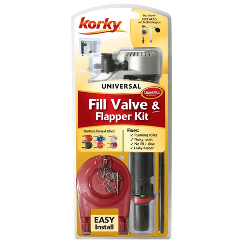 Top Shelf Bathroom Plumbing Upgrade Comes With A Nifty Silver Toilet Fill Valve Paired To Durable Standard Two Inch Flapper Repair Kit Set Up For No Sweat Install Plus Smooth Everyday Adjustments That Actually Stick in packaging.