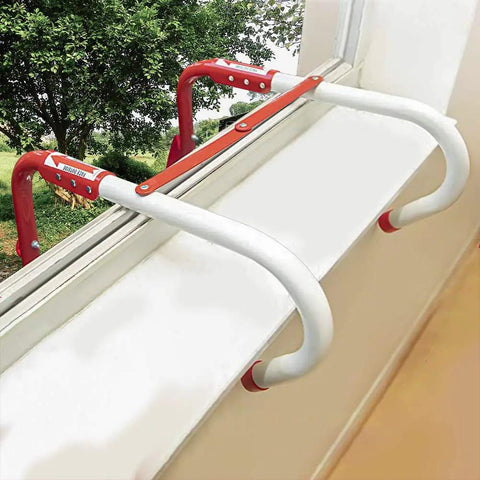 Emergency Escape Ladder For Two Stories 15 Foot Portable Fire Ladder With Wide Steps And V Center Support Foldable And Space Saving For Quick Window Evacuation From Any Floor secured to window sill