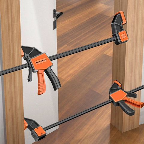 Heavy Duty Woodworking Bar Clamps With Quick Release, Steel Construction holding wood pieces in frame assembly