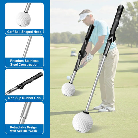 Retractable Golf Swing Trainer With Real Time Feedback Tempo Coach Swing Analyzer Grip Training Aid on green