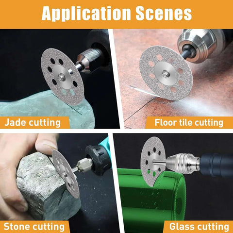 Diamond cutting discs, 22mm, 20 pcs for Dremel tool with 3mm mandrel; jade, tile, stone, glass cutting.