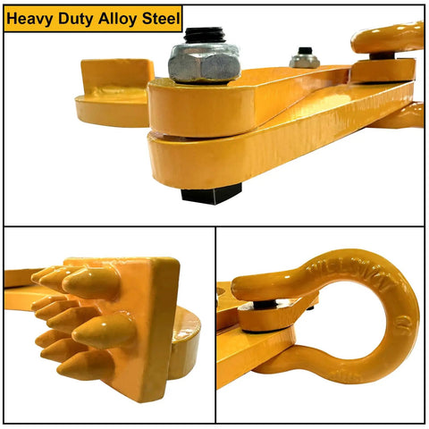 Beefy Heavy Duty Pallet Puller Clamp With 5.5 Inch Jaw Opening Steel Single Scissor Puller For Pallets Wood And Trees Faster Offloading And Wider Reach Durable Industrial Pallet Grabber Tool, alloy steel