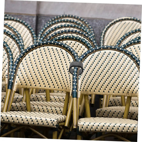 24 Pack Outdoor Furniture Clips For Sectional Sofas And Wicker Chairs on stacked rattan chairs, preventing movement and slipping.