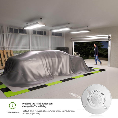 Ceiling Motion Sensor Light Switch With 360 Degree Occupancy Sensor 10A 120V hardwired in a garage with car under cover