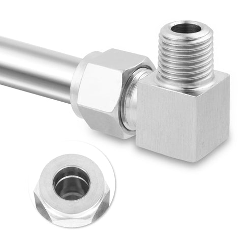 Yoebor stainless steel 304 compression tube fitting, 90deg male elbow, 3/8 in OD x 3/8 in NPT, with ferrules, pack of 2