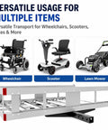 Beefy 1300LBS Hitch Cargo Carrier With Ramp and reflectors for wheelchair, scooter, lawn mower transport.