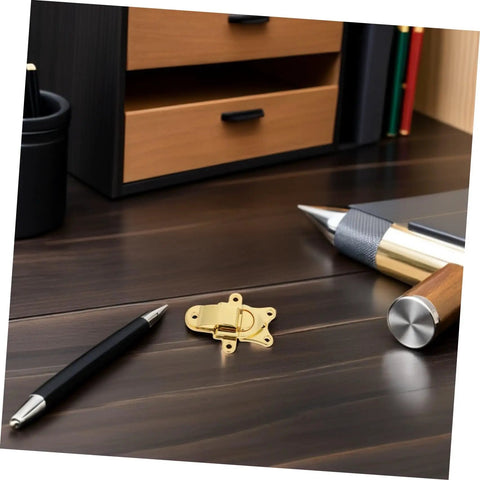 Get Cool 2pcs Vintage Zinc Alloy Toggle Latch Buckle Locks For Toolboxes And Jewelry Cases Super Durable Metal Box Hasp displayed on a desk.