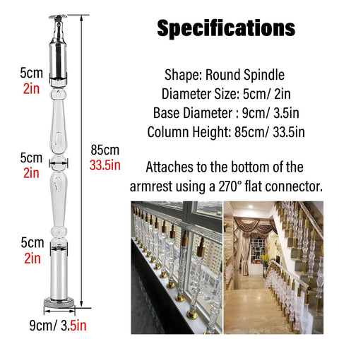 Slick Transparent Acrylic Balusters For Inside Stairs And Deck Railings featuring 85cm height and 5cm diameter round spindle.