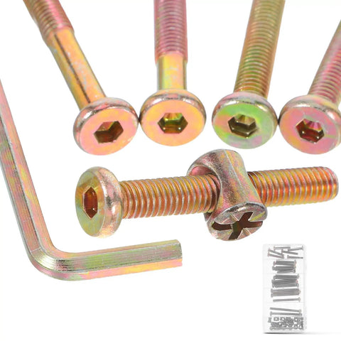 49 Piece M6 X 40 To 80Mm Hex Socket Screws And Barrel Nuts Hardware Kit for Furniture with Allen wrench and small parts