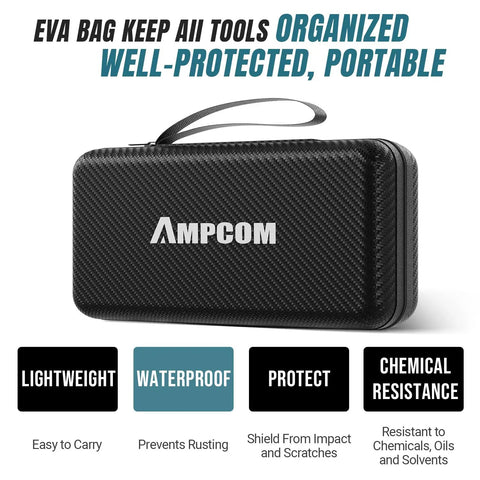 Black EVA carry bag for All In One Ethernet Crimping Tool Kit 10 In 1 Pass Through RJ45 RJ11 Network Tool With Tester, waterproof and durable.