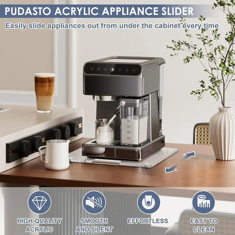 Smooth Operator Coffee Tray With Comfortable Pull Handle And Sturdy Rubber Wheel Base For Countertop Espresso Bar No Sweat Rolling Platform Easy Reach Counter Upgrade on kitchen countertop with espresso machine.
