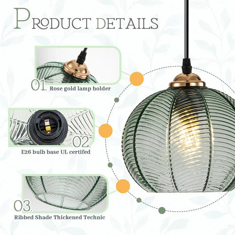 Green Glass Pendant Light For Kitchen Island Hand Blown 1 Light Modern Farmhouse Style With Mid Century Vibe Product Details