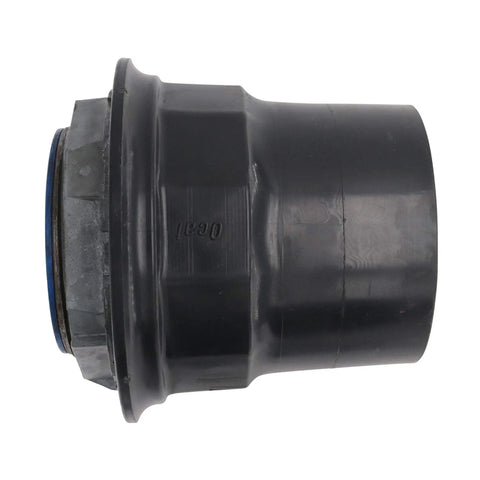 3 Inch Knockout Hub Connector For EMT And Rigid Conduit Wiring Featuring PVC Coated Zinc Body With Gray Finish and Insulated Throat side view