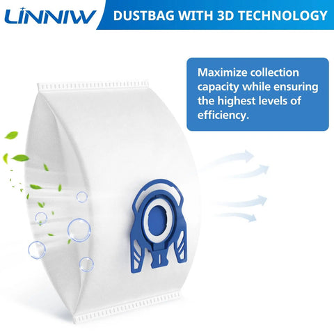 20 Pack 3D Airclean GN Vacuum Bags For Classic C1 Complete C1 C2 C3 And S Series Canister Vacuums Replacement Bags Beefy Suction Ready, Compatible With S227 S240 S270 S400 S2 S5 S8, dustbag with 3D technology.