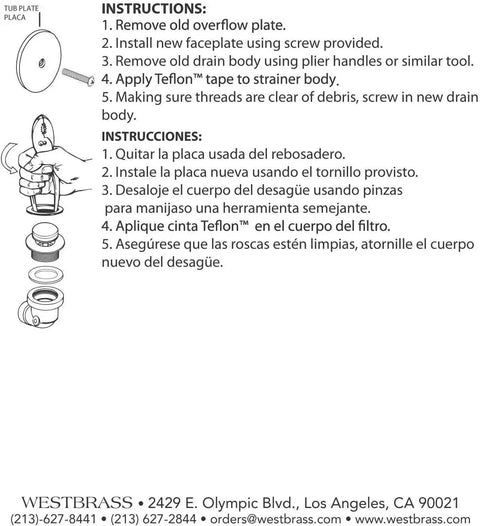 Instructions for installing Knockout Tip Toe Bathtub Drain Plug Trim Kit In Rich Oil Rubbed Bronze with illustrations.