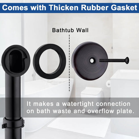 Oil Rubbed Bronze Brass Tub Drain Kit With Overflow For Universal Bathtub Drain, Single Hole Design components close up
