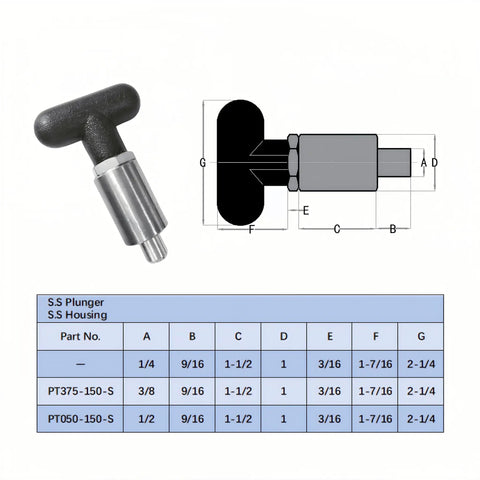 Top Shelf Steel T Handle Spring Loaded Pull Pins For Gym Equipment Quick Release Adjustment Knobs dimensions and design