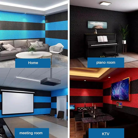 Top Notch Heavy Duty Closed Cell PU Acoustic Foam Panels For Home Studios And Gyms in various rooms including home, piano, meeting, and KTV.
