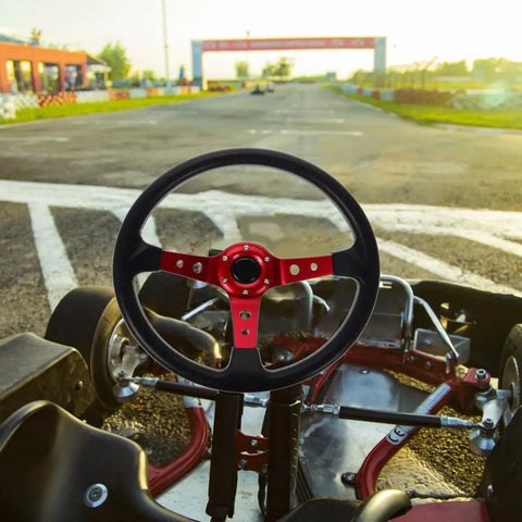 Universal 14 Inch 350mm PU Steering Wheel For Racing Sim Rig Golf Cart And Truck Simulator Dope Concave Red Drifting Wheel