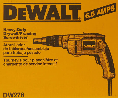 Drywall Screw Gun With Variable Speed And Reversible Drive 6.5 Amp Power For Drywall Decks And Heavy Gauge Steel Stud Framing Durable Metal Gear Housing Built As A Jobsite Workhorse DW276 box.