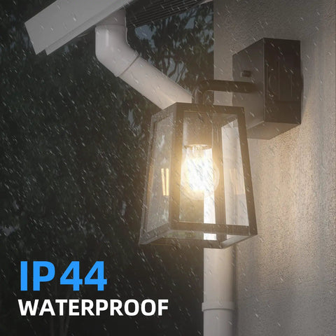 Super Durable Dusk To Dawn Porch Lights Packed With Two Outlets That Are Waterproof And Anti Rust In Black Finish